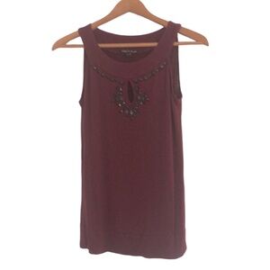 Cable & Gauge Burgundy Jeweled Tank Top